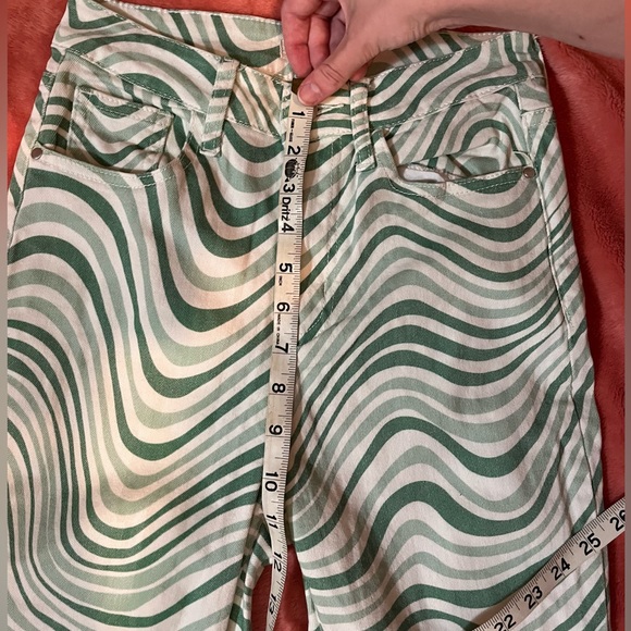 Machine Green Swirl High-Waisted Flare Jeans Size 3 - Picture 7 of 12